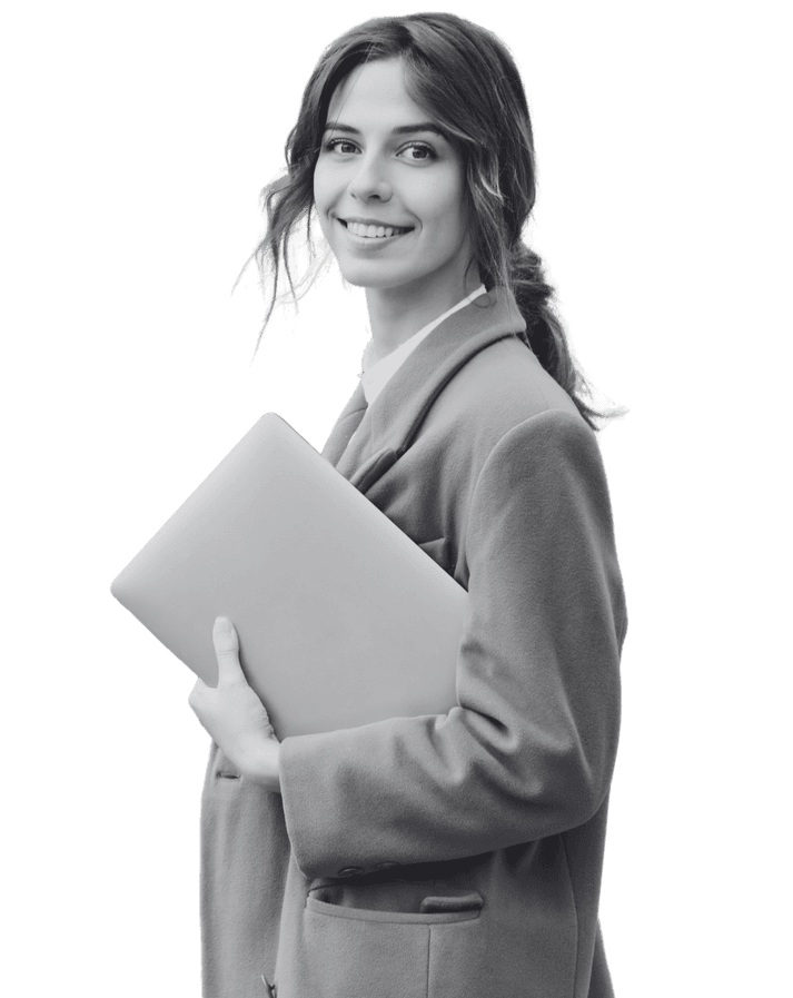 Recruitment website designer holding a laptop