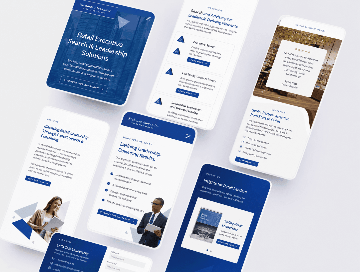 Nicholas Alexander Executive Search website in a desktop browser mockup