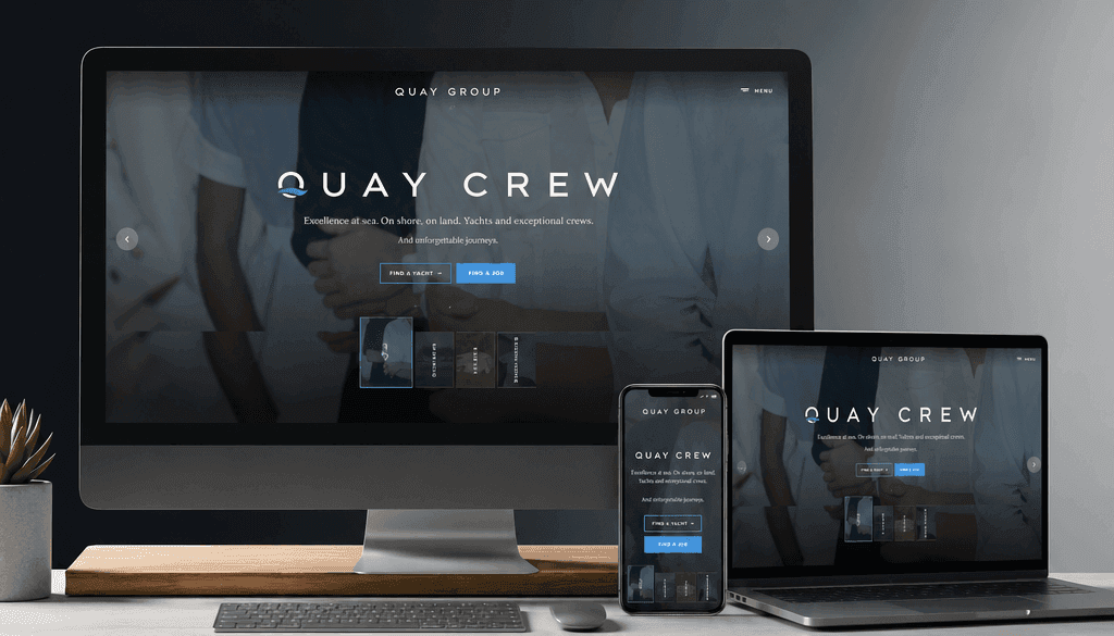 Quay Group members portal home page in a desktop browser mockup
