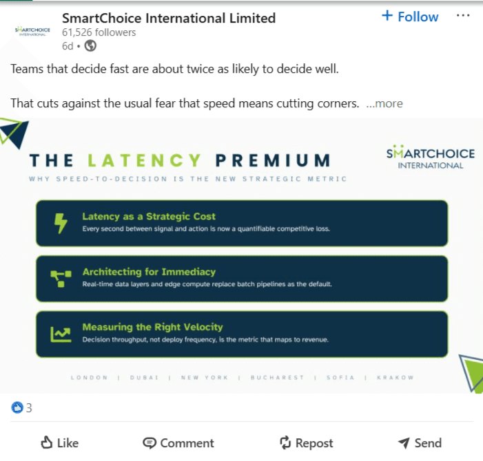SmartChoice thought leadership piece on the latency premium and speed to decision