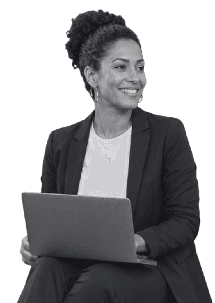 A marketing leader working from a laptop on her lap