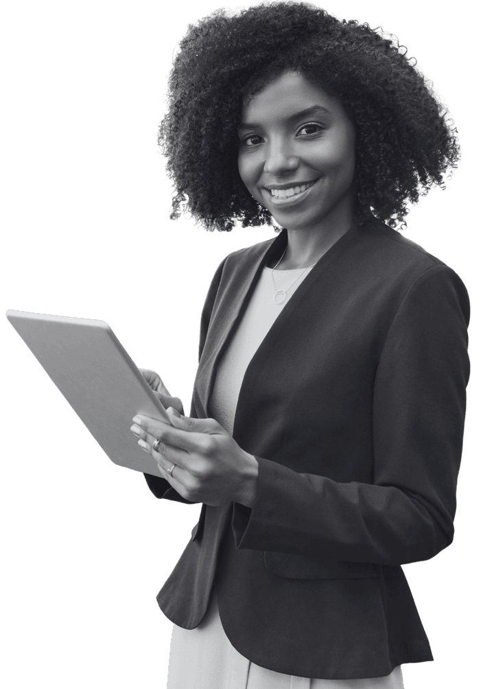 A recruitment consultant reviewing enquiries on a tablet
