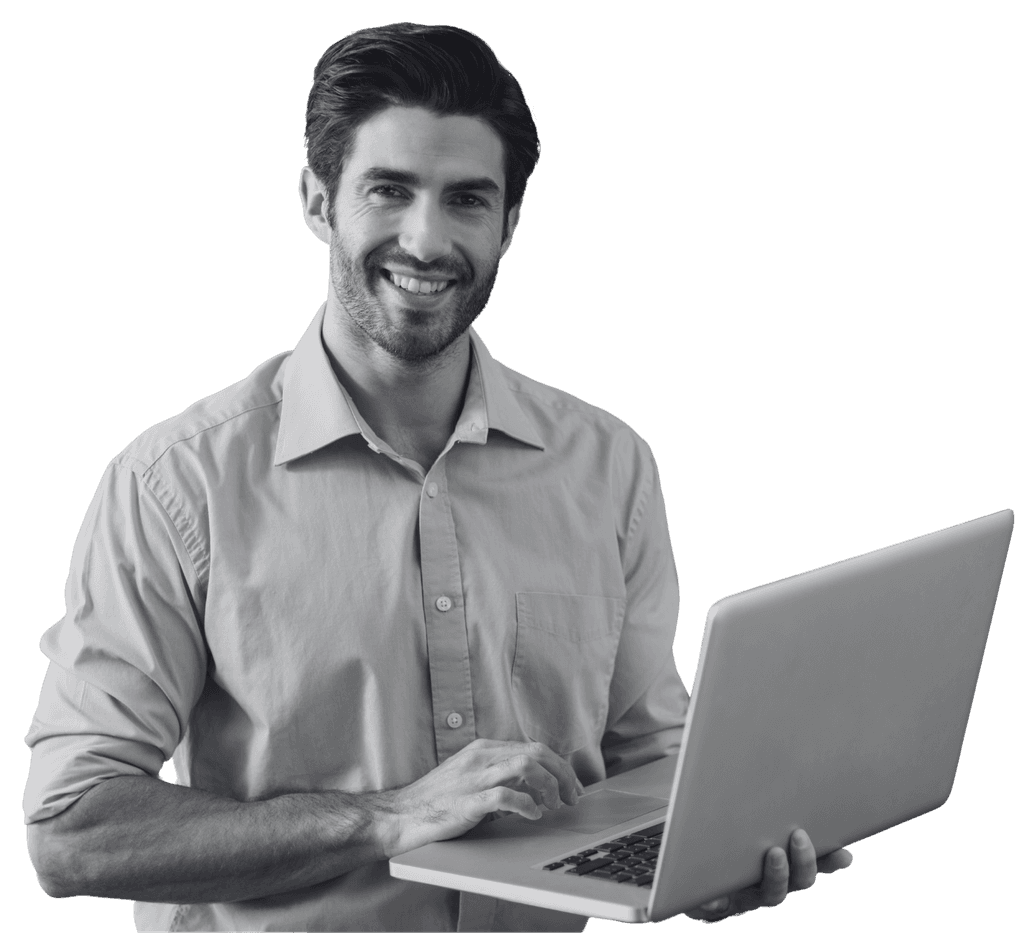 Recruitment SEO consultant working at a laptop